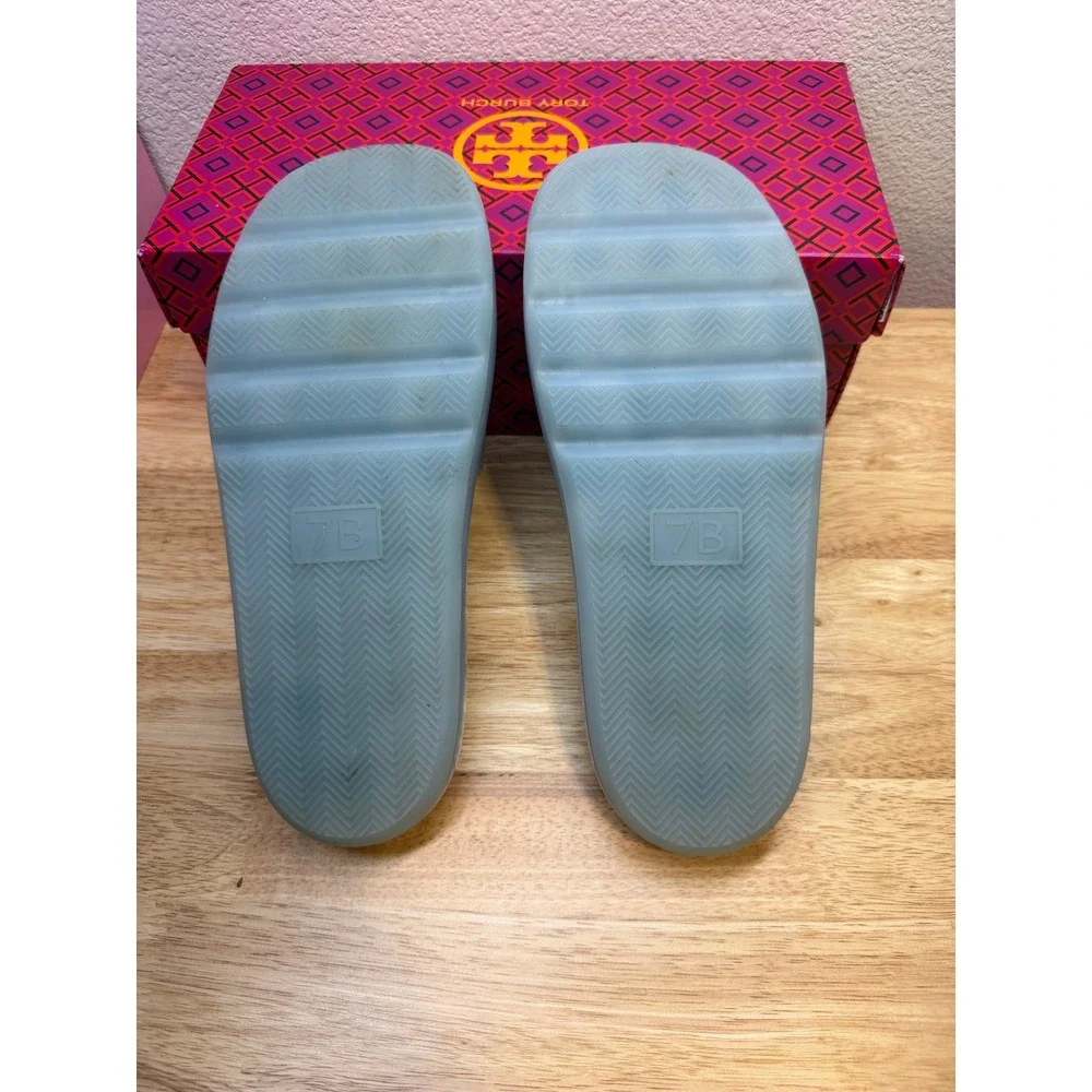 Tory Burch Bubble Jelly Slide Sandals Dew Blue 85010 Womens 7B